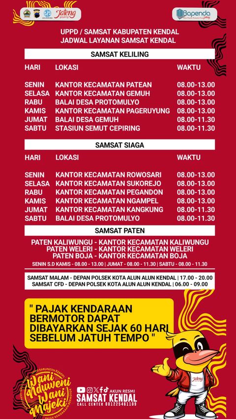 jadwal samsat keliling kendal 2024