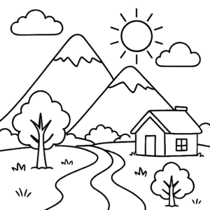 Gambar pemandangan alam untuk mewarnai