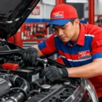 ilustrasi mekanik bengkel shop and drive