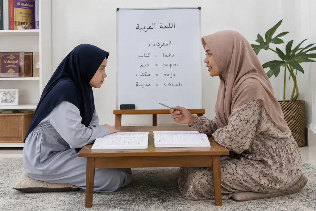 ilustrasi sedang belajar bahasa arab